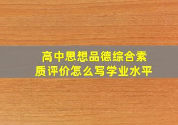 高中思想品德综合素质评价怎么写学业水平