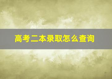 高考二本录取怎么查询