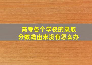 高考各个学校的录取分数线出来没有怎么办