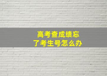 高考查成绩忘了考生号怎么办