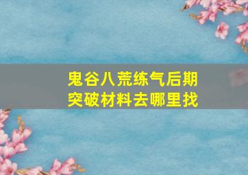 鬼谷八荒练气后期突破材料去哪里找