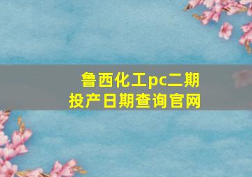 鲁西化工pc二期投产日期查询官网