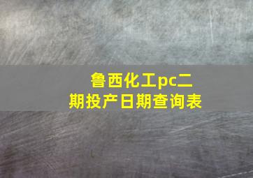 鲁西化工pc二期投产日期查询表