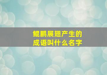 鲲鹏展翅产生的成语叫什么名字