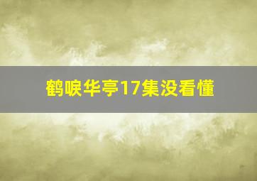 鹤唳华亭17集没看懂