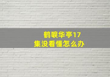 鹤唳华亭17集没看懂怎么办