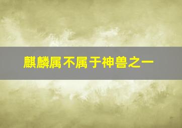 麒麟属不属于神兽之一