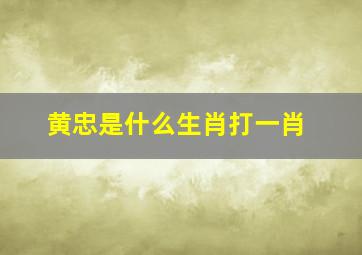 黄忠是什么生肖打一肖