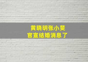 黄晓明张小斐官宣结婚消息了