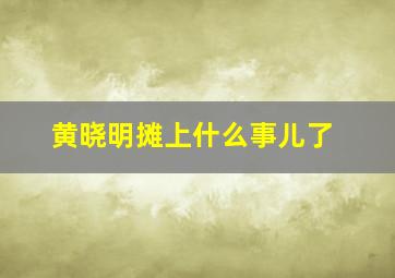 黄晓明摊上什么事儿了