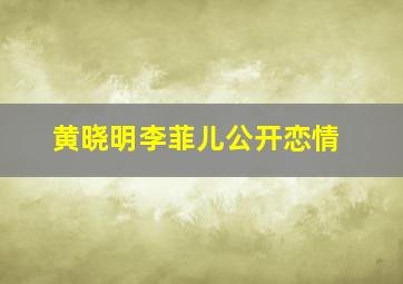 黄晓明李菲儿公开恋情