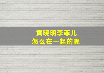 黄晓明李菲儿怎么在一起的呢