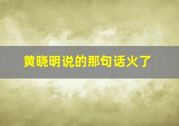 黄晓明说的那句话火了