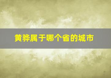 黄骅属于哪个省的城市