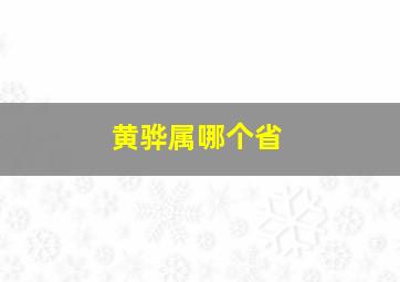 黄骅属哪个省