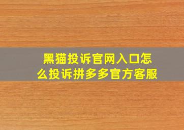 黑猫投诉官网入口怎么投诉拼多多官方客服