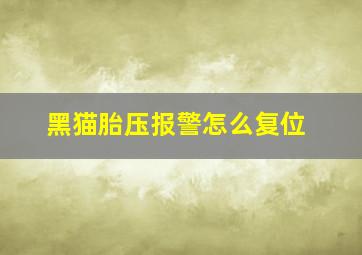 黑猫胎压报警怎么复位