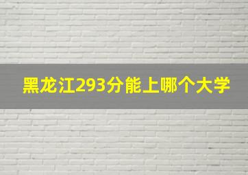 黑龙江293分能上哪个大学