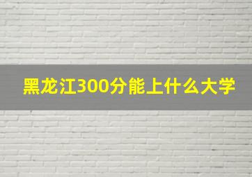 黑龙江300分能上什么大学