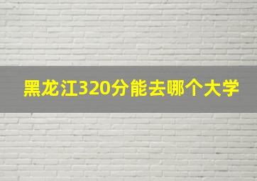 黑龙江320分能去哪个大学