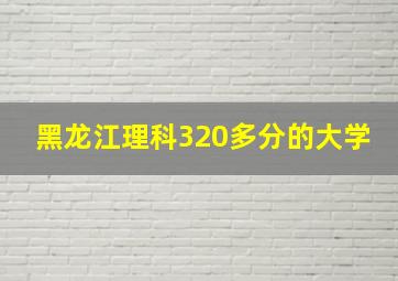 黑龙江理科320多分的大学