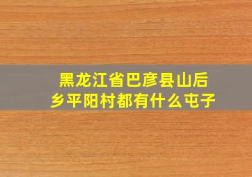 黑龙江省巴彦县山后乡平阳村都有什么屯子