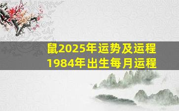 鼠2025年运势及运程1984年出生每月运程