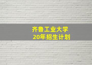 齐鲁工业大学20年招生计划