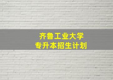 齐鲁工业大学专升本招生计划