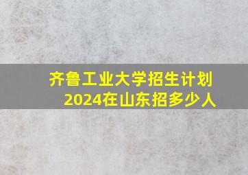 齐鲁工业大学招生计划2024在山东招多少人