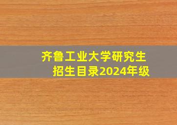 齐鲁工业大学研究生招生目录2024年级