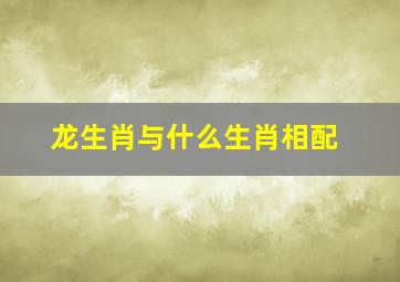 龙生肖与什么生肖相配