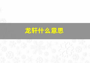 龙轩什么意思