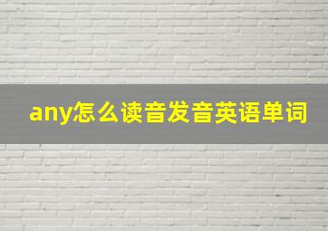 any怎么读音发音英语单词