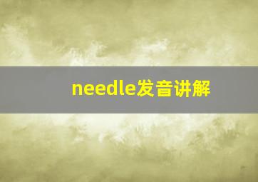 needle发音讲解