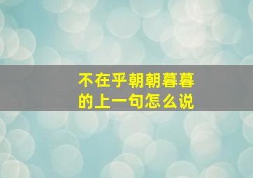 不在乎朝朝暮暮的上一句怎么说