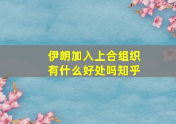 伊朗加入上合组织有什么好处吗知乎