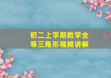 初二上学期数学全等三角形视频讲解