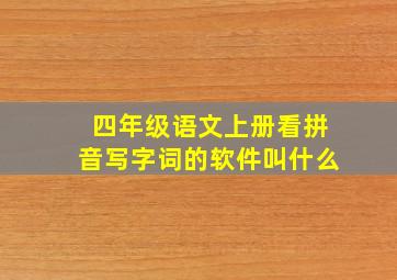 四年级语文上册看拼音写字词的软件叫什么