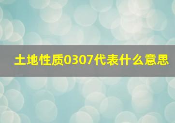 土地性质0307代表什么意思