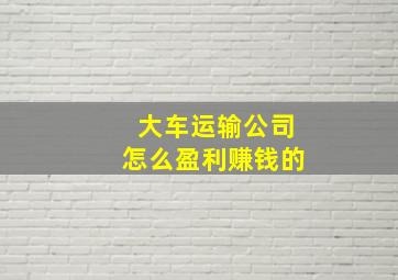 大车运输公司怎么盈利赚钱的