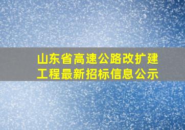 山东省高速公路改扩建工程最新招标信息公示