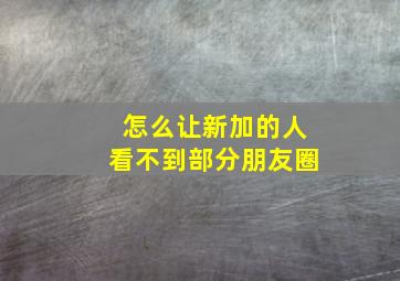 怎么让新加的人看不到部分朋友圈