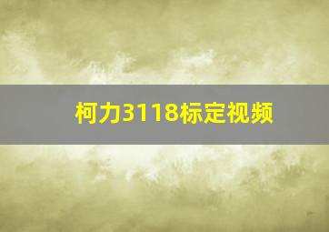 柯力3118标定视频