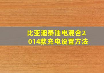 比亚迪秦油电混合2014款充电设置方法