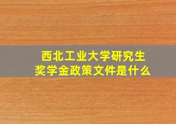 西北工业大学研究生奖学金政策文件是什么